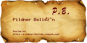 Pildner Belián névjegykártya